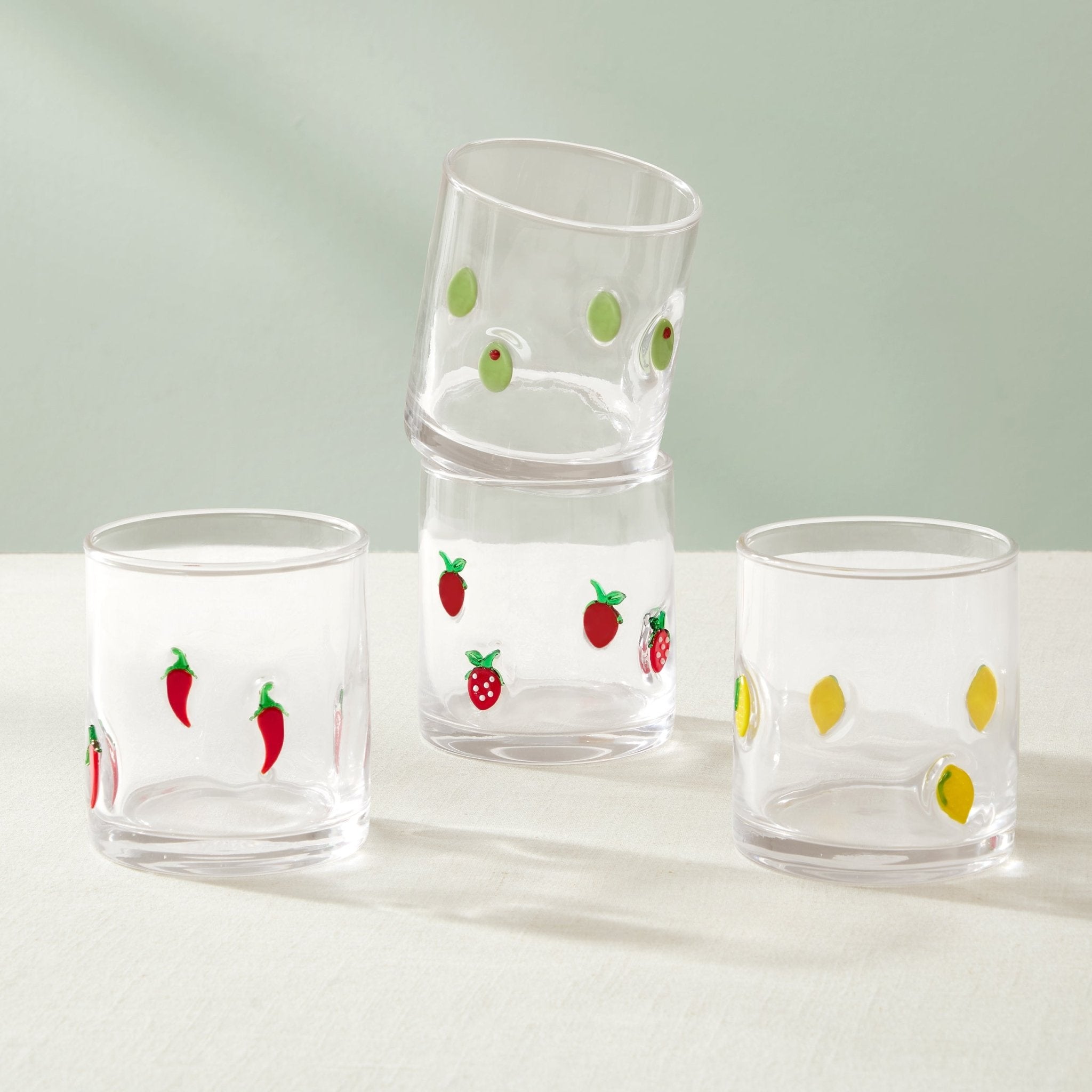 Fruity Glass Tumblers - Set of 4 - Clear
