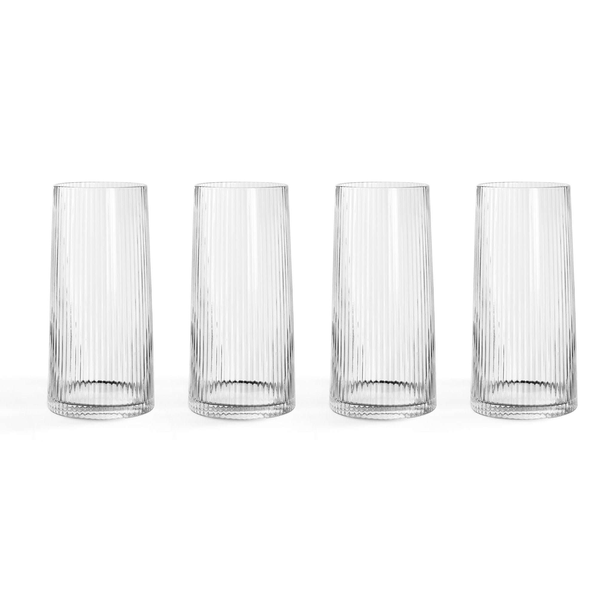 Gatsby Set of 4 Ripple Glass Highballs - Clear
