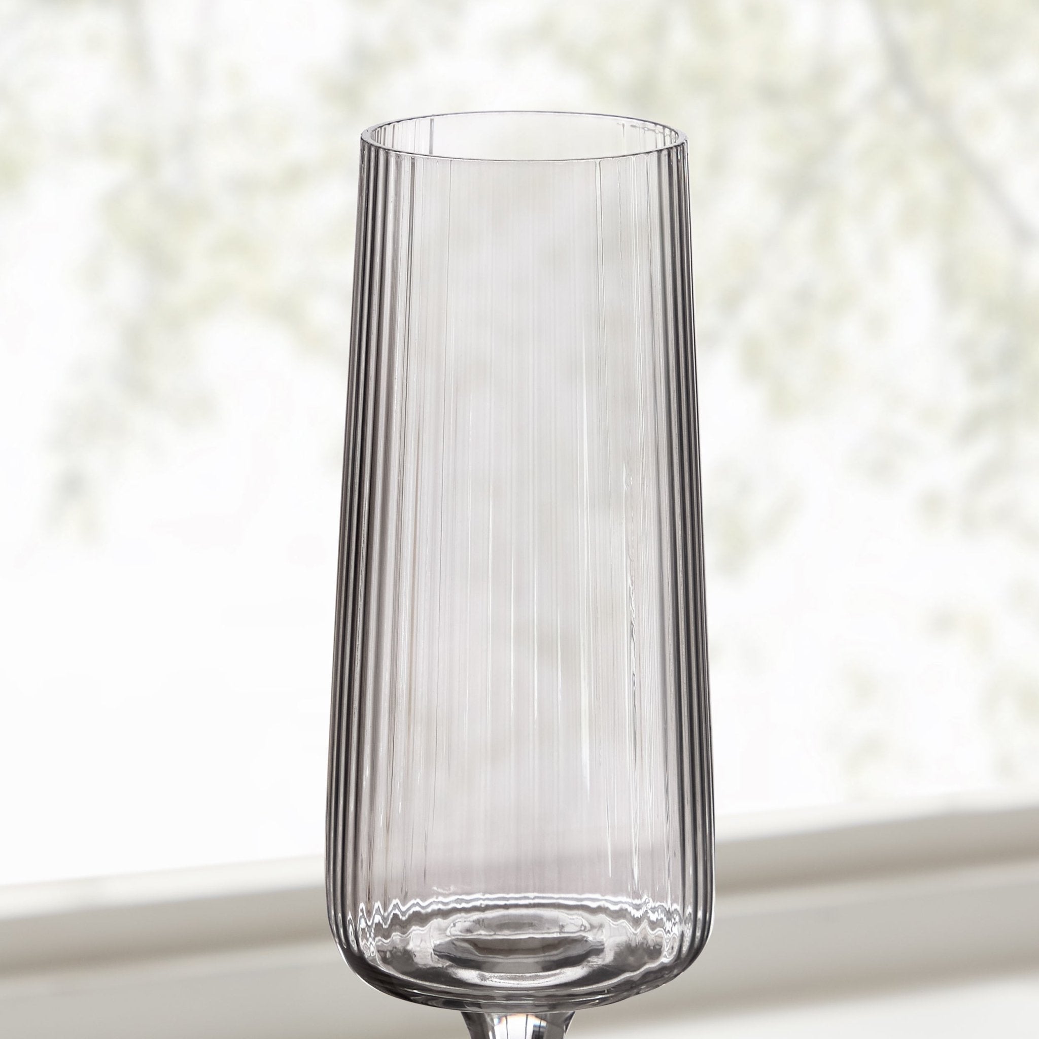 Gatsby Set of 4 Ripple Glass Champagne Flutes - Smoked