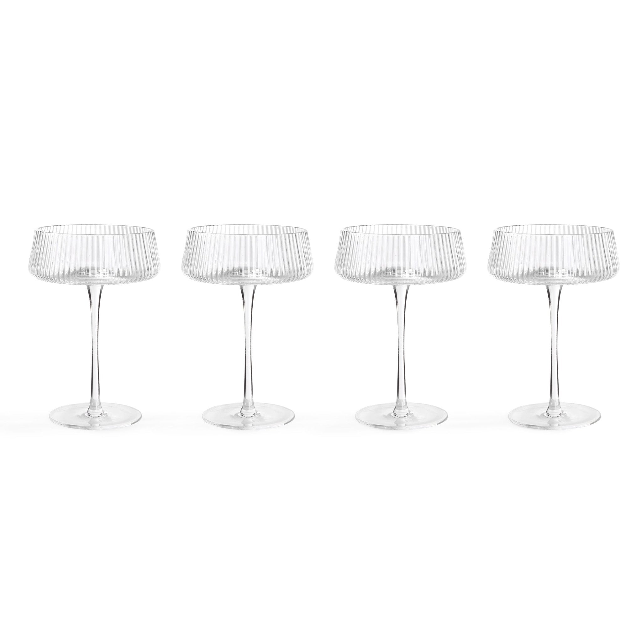 Gatsby Set of 4 Ripple Glass Coupes - Clear