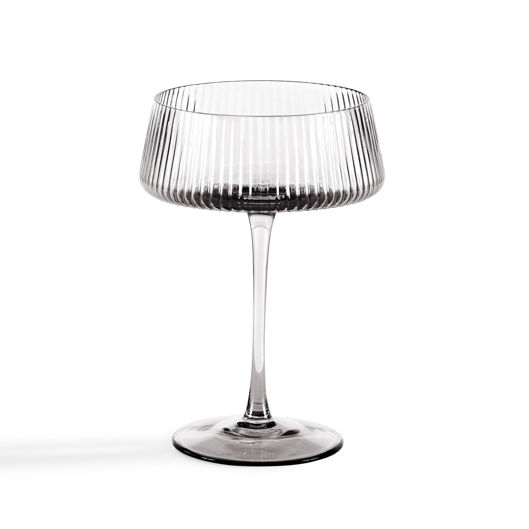 Gatsby Set of 4 Ripple Glass Coupes - Smoked