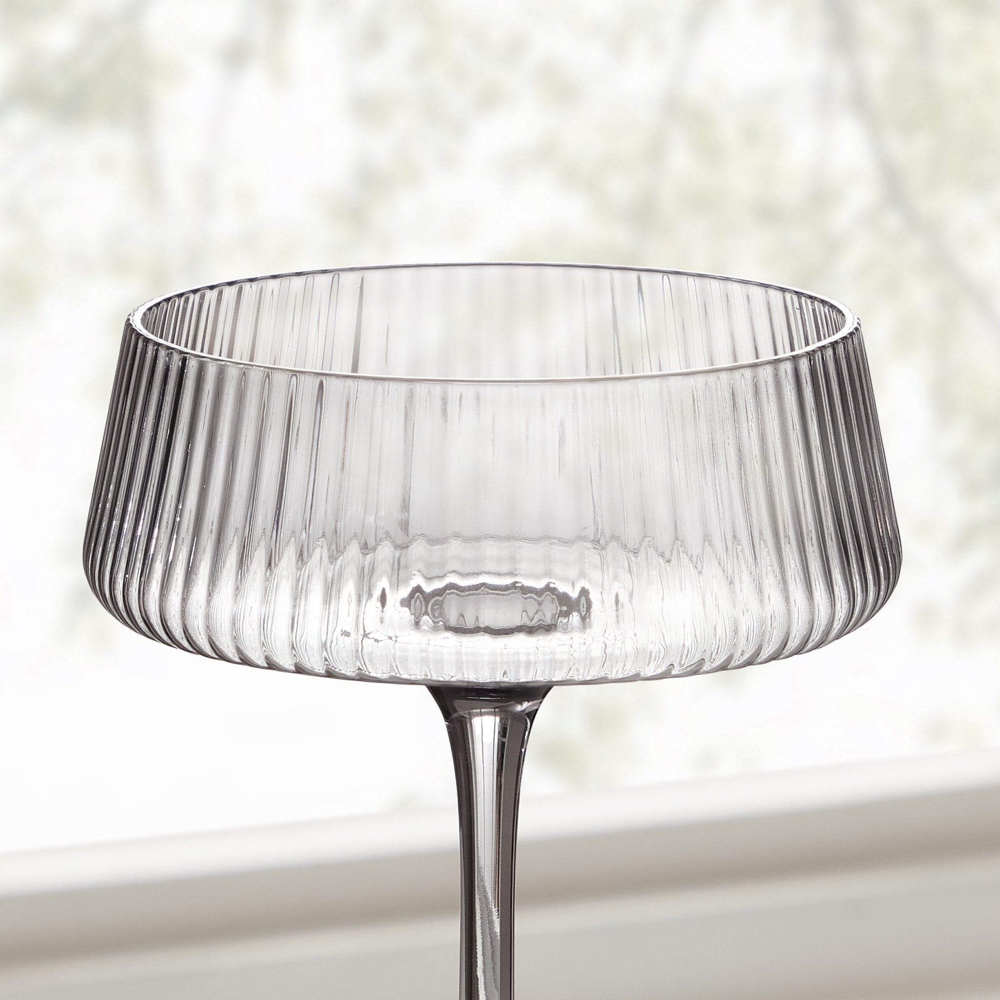 Gatsby Set of 4 Ripple Glass Coupes - Smoked