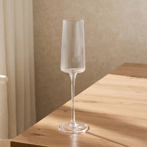 Gatsby Set of 4 Ripple Glass Champagne Flutes - Clear